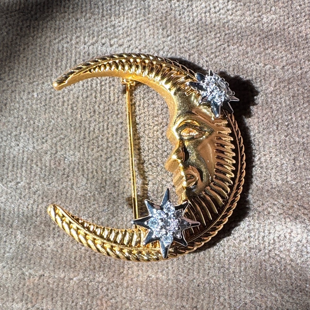 Gold and Silver Moon Brooch